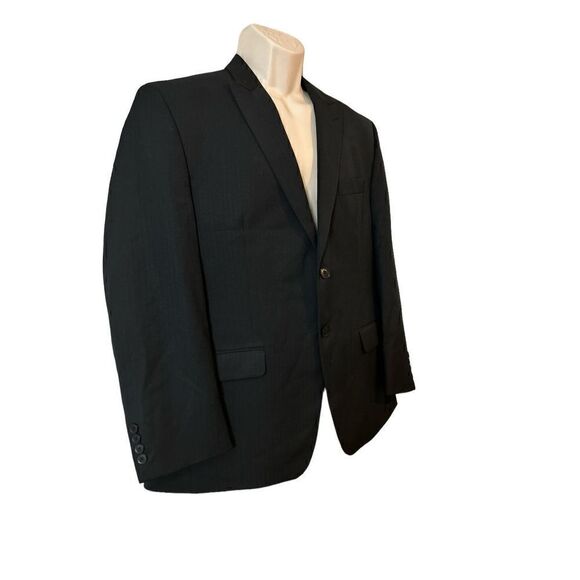 Michael Strahan Collection Dual Vents Wool Blend Black Striped Blazer Jacket 42S - Picture 2 of 8